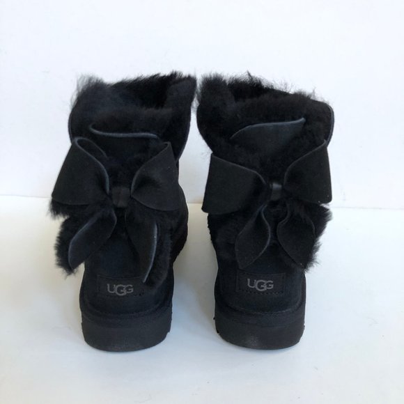 UGG Shoes - UGG CLASSIC MINI BAILEY HERITAGE BOW BLACK BOOTS